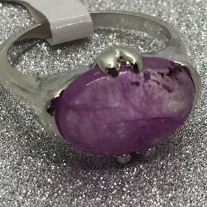 Pink-Purple Stone Fashion Ring Electro-Plate Sz 8